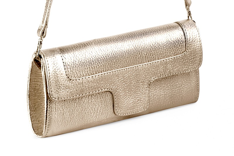 Gold women's dress clutch, for weddings, ceremonies, cocktails and parties. Front view - Florence KOOIJMAN